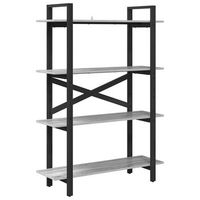 estante de libros 4 niveles 100 x 335 x 140 cm gris sonoma vidaxl