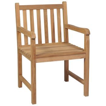 Pack 2 Uds Sillas De Jardín | Silla De Exterior | Sillón Madera Maciza De Teca Con Cojines Azules
