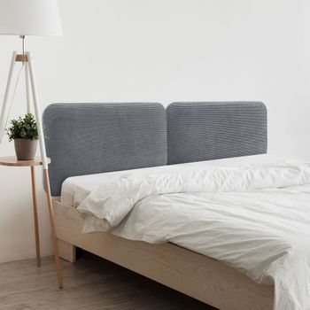 Dhome Cabecero Tapizado En Pana Liso Redondeado Para Pared Acústicos Cabeceros Absorbentes Cabezal Cama Dormitorio (gris Oscuro, 200cm Dual)