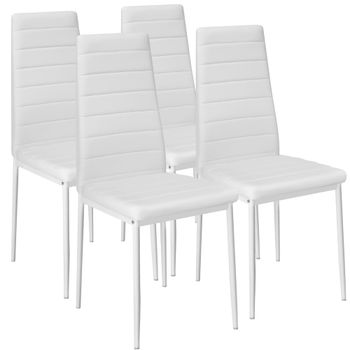 4 sillas de comedor con acolchado, polipiel, 41 x 45 x 98.5 cm, blanco