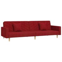 sofa cama de 2 plazas con dos almohadas tela color vino vidaxl