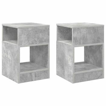 2 Piezas Mesa Auxiliar | Mesa De Apoyo Gris Concreto 30,5 X 30 X 45 Cm