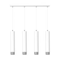 regleta colgante elegante con 4 luces cilindricas blancas y en cromo