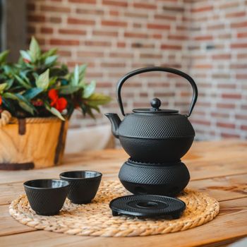Set de 2 tazas de té de hierro fundido fundición negro