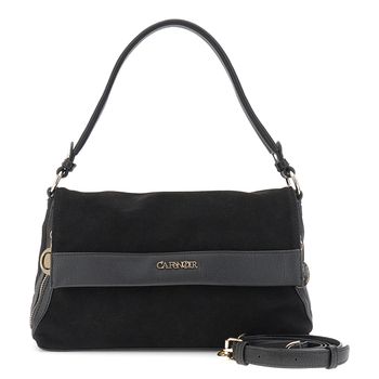 bolso suave con solapa efecto piel ante black