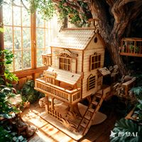 rompecabezas estereo 3d casa del arbol bricolaje modelo ensamblado a mano modelo de ensamblaje regalo de cumpleanos de vacaciones de madera juguete creativo
