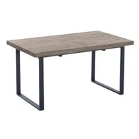 mesa de comedor extensible de madera de roble y metal negro