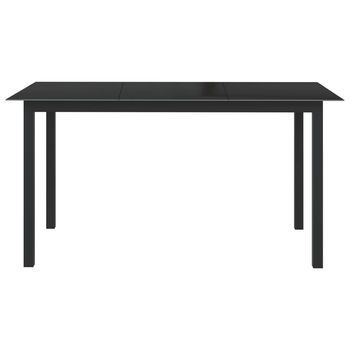 Mesa De Jardín | Mesa De Exterior De Aluminio Y Vidrio Negro 150x90x74 Cm