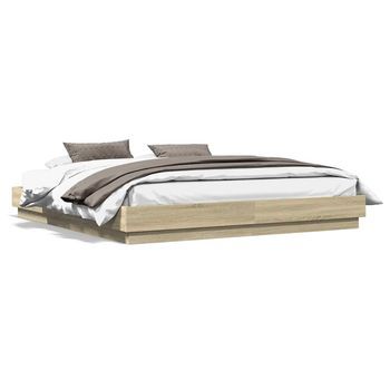 Estructura De Cama Madera De Ingeniería Roble Sonoma 200x200 Cm Vidaxl