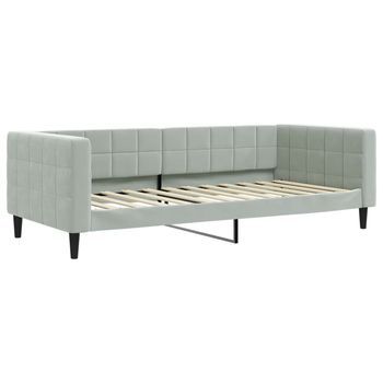 Cama Individual | Cama Para Adultos | Sofá Cama Sin Colchón Terciopelo Gris Claro 90x200 Cm