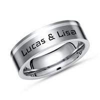 anillo de titanio mate grabacion laser incrustacion de plata