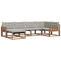 conjunto de sofas de exterior 6 piezas  mueble de jardin gris natural y claro