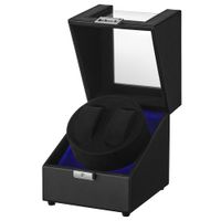 caja enrolladora para 2 relojes con luz led de color negro