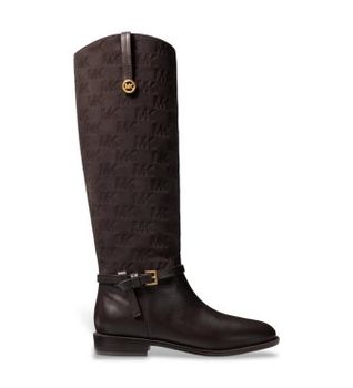 Michael Kors para mujer. 40F6BVFB5S Bota de montar Beverly de ante acolchado y piel
marrón (38), Plano, Ninguno, Casual