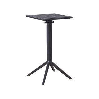 Mesa De Balcón Sintética Con Tablero Abatible Resistente Al Aire Libre Exterior Negro Lemnos