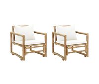 sillas de jardin con cojines 2 unidades bambu