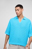 polo oversize recto con costuras geometricas azul