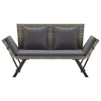 banco de jardin  banco de exterior  silla de jardin con cojines ratan sintetico gris 176 cm