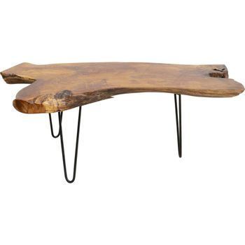 Mesa de centro de teca maciza y acero 100x60cm