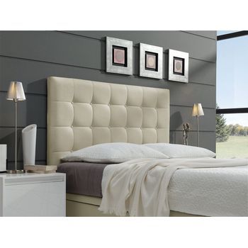 Cabecero Cama Canadá Button Largo Tapizado Polipiel Primera Calidad Largo Beige 180*125