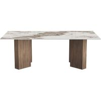 mesa de centro de madera con tablero de ceramica  - 120 x 60 x 40 cm - marron