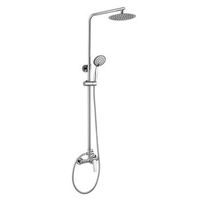 kibath columna de ducha monomando six  altura regulable 79-125 cm  laton macizo cromo brillo  diseno redondo con rociador efecto lluvia y alcachofa  ideal techos altos