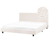 cama moderna de boucle 180 x 200 cm con somier y cabecero blanco crema albi