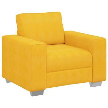 Sillón Sofá Amarillo Claro 100x77x82 Cm Tela De Pana Vidaxl