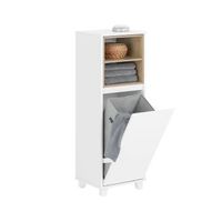 armario de suelo para bano con 2 estantes abiertos mueble columna de bano con 1 cesto para ropa sucia 35 x 30 x 105 cm blanco bzr146-w sobuy es