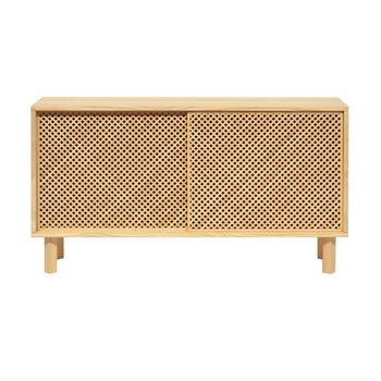 Aparador 2 puertas de madera natural de celosía 120 cm Sin barnizar