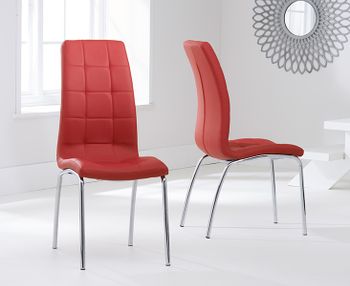 Calgary Red Faux Leather Dining Chairs - Red
