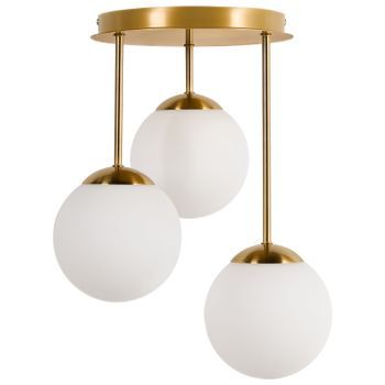 Lámpara De Techo Con 3 Luces Pantallas Esféricas Moderno Sala De Estar Latón Riana