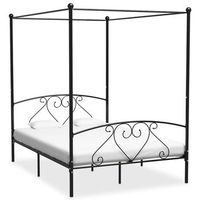 estructura cama con dosel sin colchon metal negro 140x200 cm vidaxl
