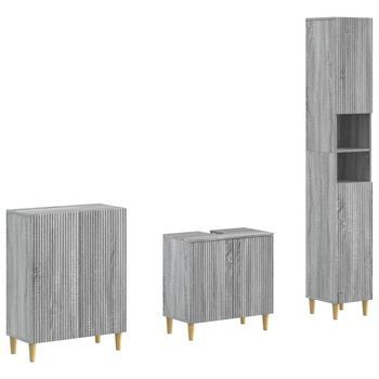 Juego De Armarios De Baño De 3 Piezas Arnhem Sonoma Gris Vidaxl
