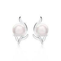 pendientes de perlas florales de plata 925