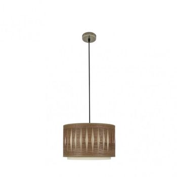 Colgante alexandra 1xe27 cuero/madera oscura regx30x30 cm