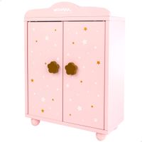 woomax - armario de madera para munecas con perchas de juguete 24x11x325 cm juego de roles color rosa infantil decoracion estrellas 4 piezas para mayores de 3 anos