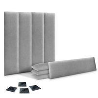 dhome juego de 8 paneles tapizados de tela autoadhesivos para pared acusticos absorbentes proteccion impactos cabeceros gris 60x30cm x8