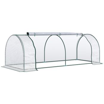 Outsunny Mini Invernadero 250x100x80 cm para Jardín Terraza Cultivo de Plantas Tipo Túnel con Marco de Acero y Cubierta Plástico   Aosom España