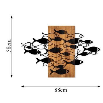 Decoración Pared De Madera Shoal Nogal Negro 88x58 Cm