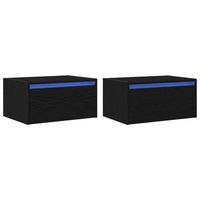 mesitas de noche  mesilla de noche de pared con luces led 2 unidades roble negro