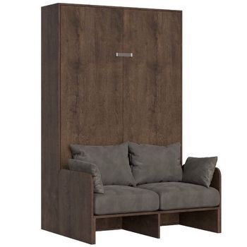 Cama Abatible Vertical En Nogal Con Sofá De Tela Bounto Cm - 32 Colores De Tela-color Microfibra 41-ropa De Cama 120x190 Cm