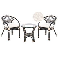conjunto de balcon 2 sillas con cojines y mesa hecho a mano negro pecorini
