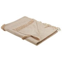 manta de algodon natural beige claro 130 x 180 cm hecho a mano flecos jaunpur