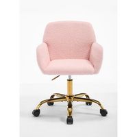 silla de oficina pelo sintetico giratoria 360 altura ajustable metal rosa claro