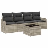 conjunto de sofa de jardin  mueble de jardin gris claro ratan sintetico