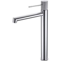 grifo monomando para lavabo alto en laton cromado con cartucho ceramico y flexibles