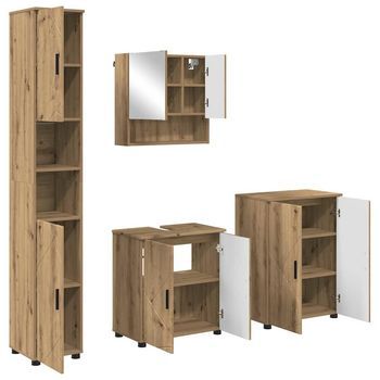 Juego De Muebles De Baño 4 Uds. Roble Artisan 61 X 35 X 64 Cm Vidaxl