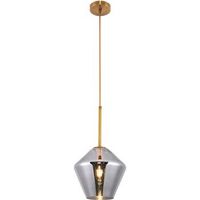 lampara de techo cristal - lampara colgante diseno diamante - alon gris transparent