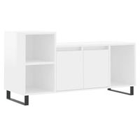 mueble de tv madera contrachapada blanco brillo 100x35x55 cm